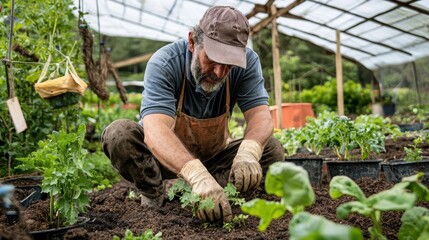 Organic farmer planting seeds in rich soil a close-up of sustainable agriculture