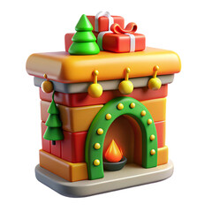 3d rendering of christmas fireplace with stockings icon