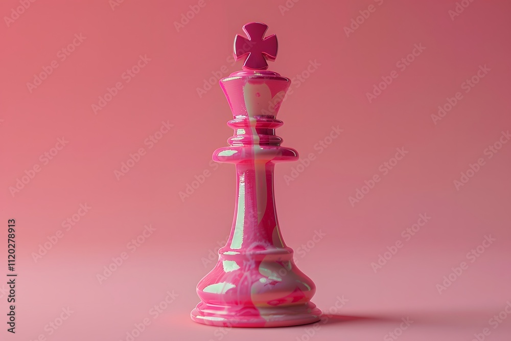 Canvas Prints Vibrant Pink Chess King Piece Against a Soft Pink Background