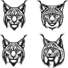 Realistic Lynx Head Graphics for Branding and Logos
