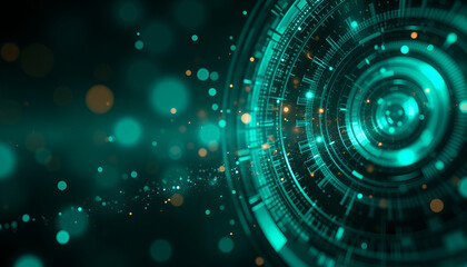 Fototapeta premium Futuristic abstract background, glowing circles, dynamic design, technology concept, copy space