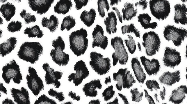 Seamless black and white leopard print pattern.