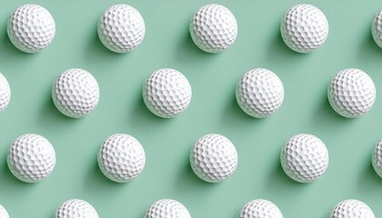 Wallpaper design featuring a pattern of white golf balls on a green background.