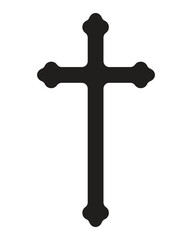 Church cross. Black cross on white background
