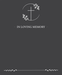 Funeral  card. Empty card with grey background 
