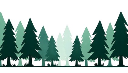 Fototapeta premium Modern Forest Art on White