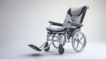 Fototapeta premium A white and tan hospital chair with wheels