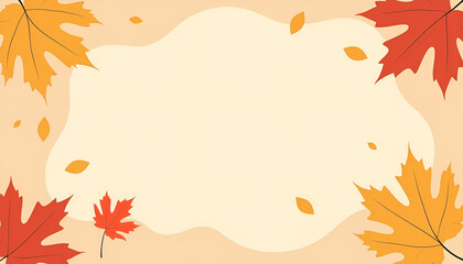 Autumn themed background, colorful leaves, seasonal design, warm colors, copy space