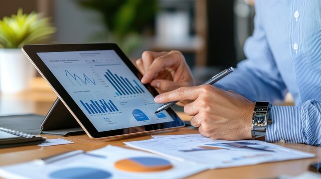 Customer feedback and business performance metrics on tablet in retail store environment for insights