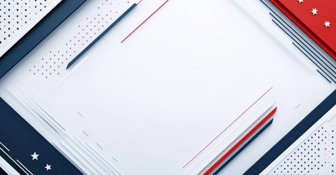 3D rendering of a USA flag background with copy space in a white, red, and blue color theme, with blank spaces for text Generative AI