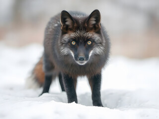 Naklejka premium Red fox (Vulpes vulpes) in the snow.