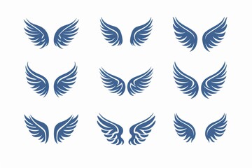 Obraz premium Wings flat icon, angel wings emblem, bird feathers minimal silhouette, pigeon sign, spirituality symbol