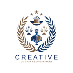 Law Education Logo Template Design Vector Symbol of law and justice Concept law and justice