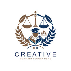 Law Education Logo Template Design Vector Symbol of law and justice Concept law and justice