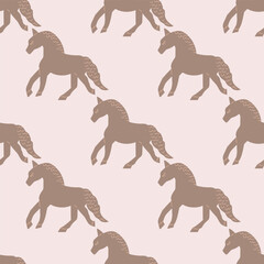 Vector seamless pattern horse brown colors
