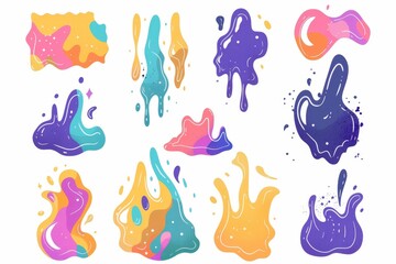 Slime toy icon, mucus symbol, color acrylic paint, cream splash, elastic goop, viscous elastic paste