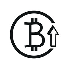  Bitcoin price increasing and decreasing icon set in black and white color.currency rising and falling symbol set. Bitcoin on white background