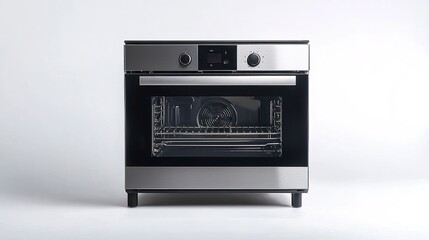 Fototapeta premium A sleek, modern oven with stainless steel finish, featuring a transparent door and versatile cooking controls.