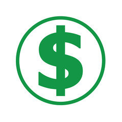 Dollar money coin icon. Flat illustration of dollar money currency vector icon for web design. Money icon. Dollar symbol.