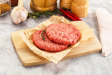 Raw beef minced meat cutlet