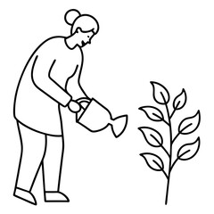 man watering plant