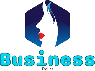 Negative Space Girl Face Logo