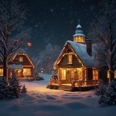 Fototapeta premium Christmas house in the mountains
