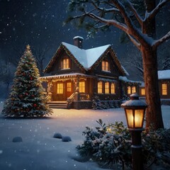 Christmas house in the mountains