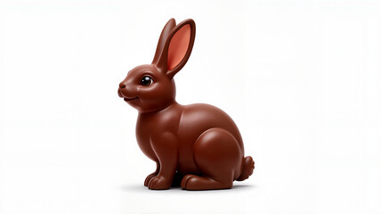 Fototapeta premium Chocolate easter bunny figurine with large ears on white background