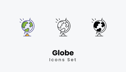 Globe Icons thin line and glyph vector icon stock illustration