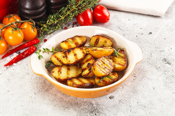 Grilled young small baby potato