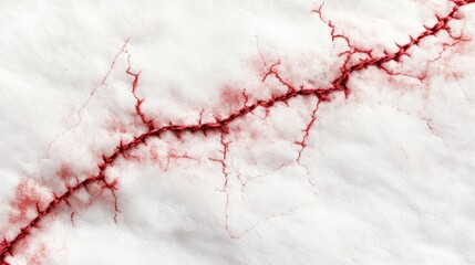 A red and white fabric with red stitching