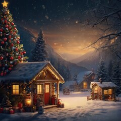 Christmas house in the mountains