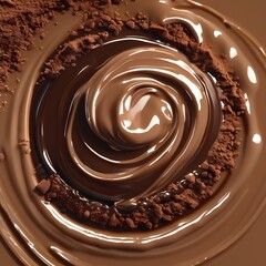 Creamy mocha pudding swirl with cocoa powder, rich dessert in PANTONE 17-1230 Mocha Mousse tones, indulgent texture