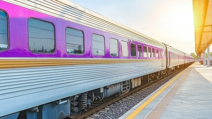 Fototapeta premium Purple Express Train at the Station