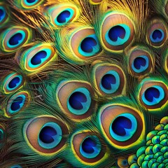 Obraz premium Vibrant Peacock Eyespots A close up of peacock eyespots highligh