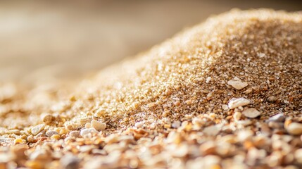 A close up of a pile of sand on a beach