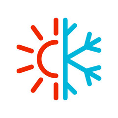 Hot or cold icon. Sun and snowflake icon