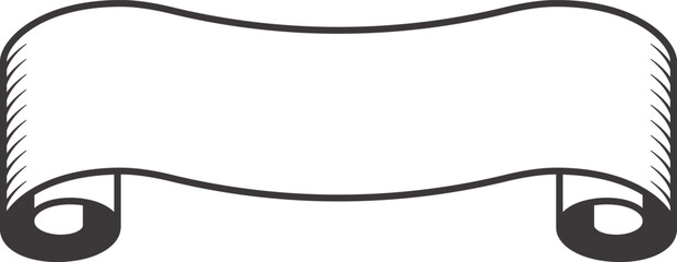Classic waving ribbon banner scroll design element with curled edges, ideal for vintage or classic themed projects, providing a touch of elegance and tradition