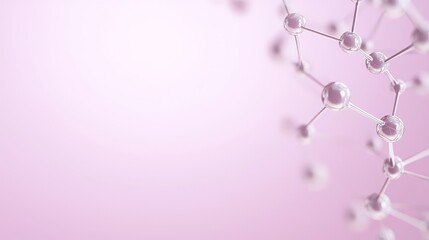 Obraz premium Abstract molecular structure on soft pink background representing scientific research and innovation in biology and chemistry