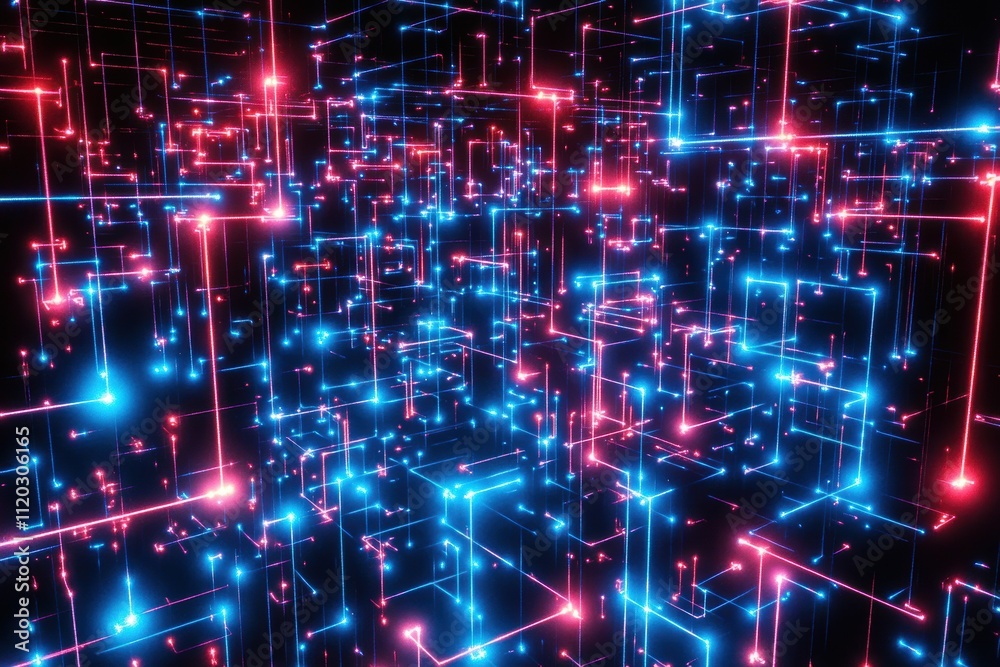 Wall mural a computer generated image of a colorful, glowing, and abstract pattern of lines. generative ai