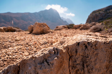 Cracked rough rock surface, Balos, Crete.