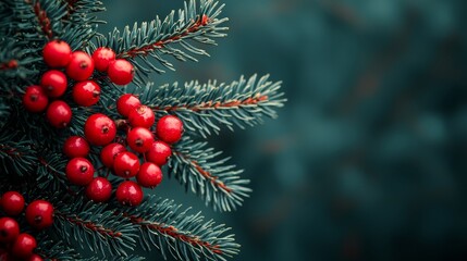 A bunch of red berries on a tree branch