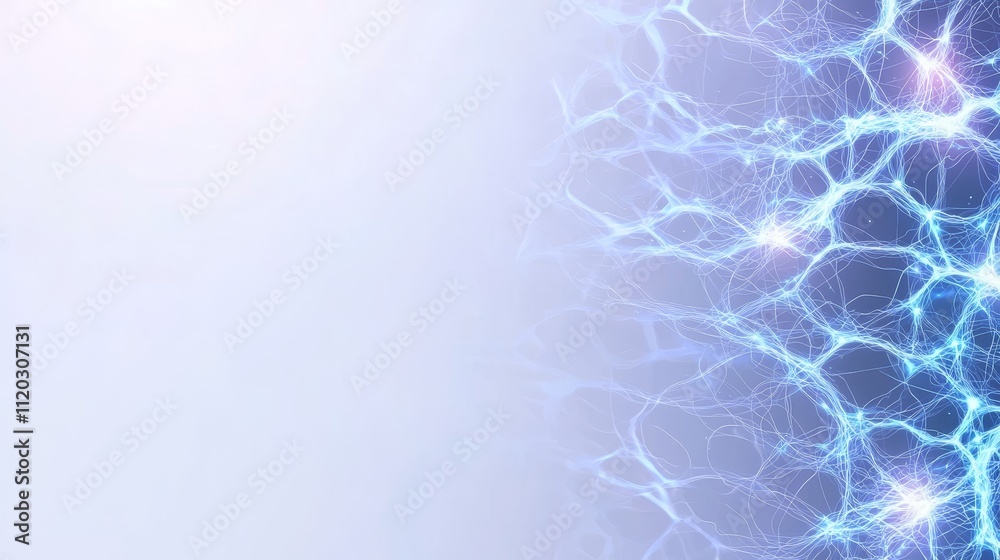Poster abstract neural network background with glowing connections and soft light for technology and scienc