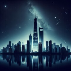 Cityscape Silhouette A silhouette of a towering skyscraper again