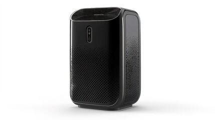 Obraz premium A sleek, black portable speaker designed for high-quality sound and mobility, perfect for music lovers on the go.