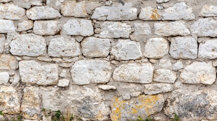Fototapeta premium A stone wall with moss growing on it