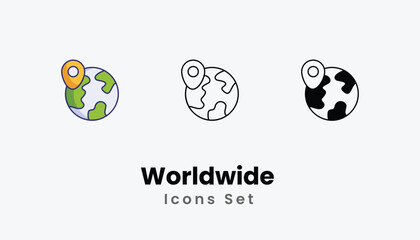 Worldwide  Icons thin line and glyph vector icon stock illustration