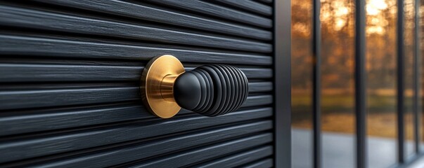 Modern cabinet door handle with sleek black and gold design