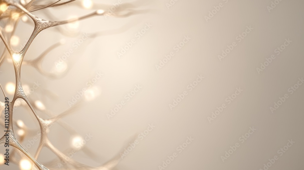 Aufkleber abstract representation of neural pathways with glowing nodes against a soft beige background convey